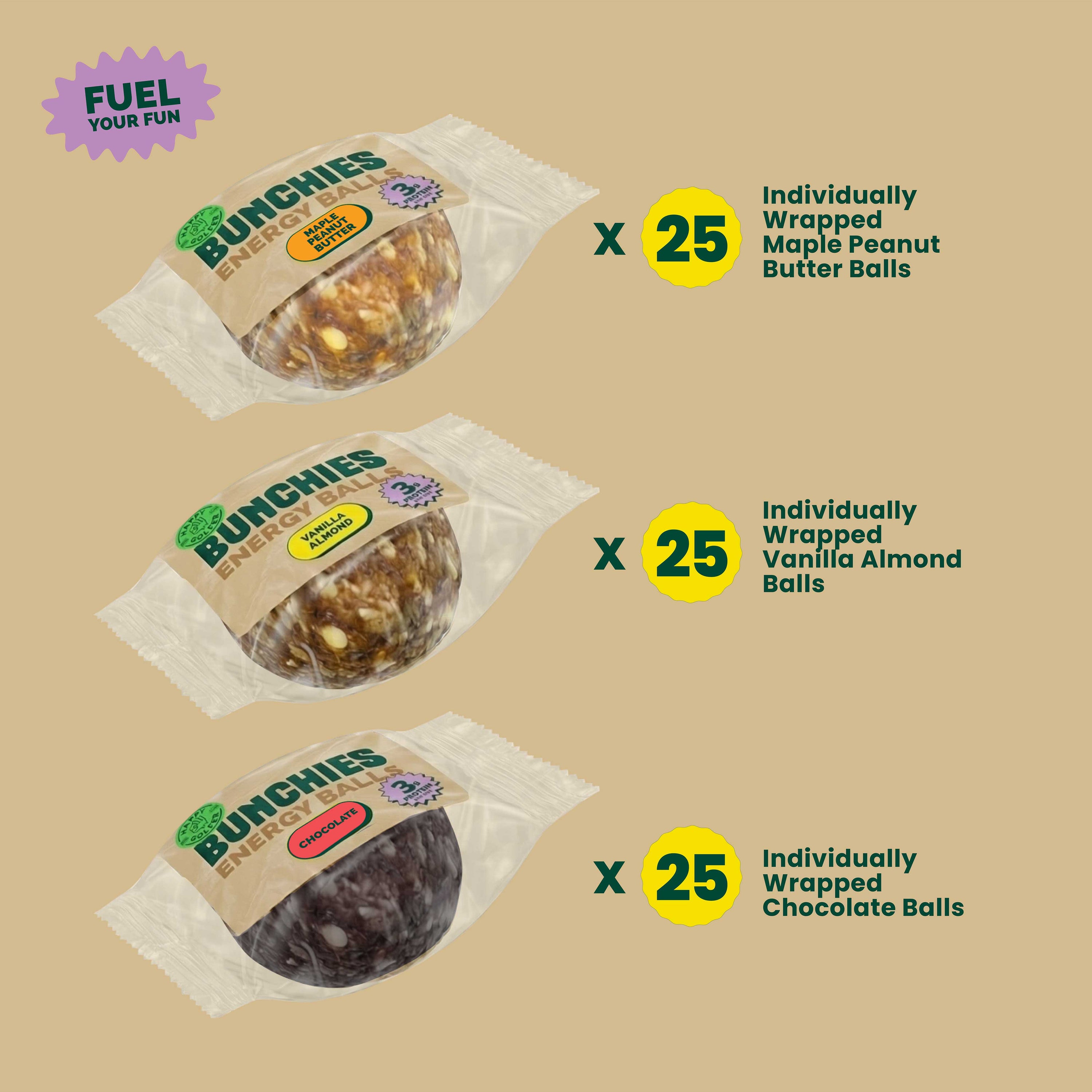 WHOLESALE BULK 75pk / BUNCHIES Energy Balls – Mixed Variety