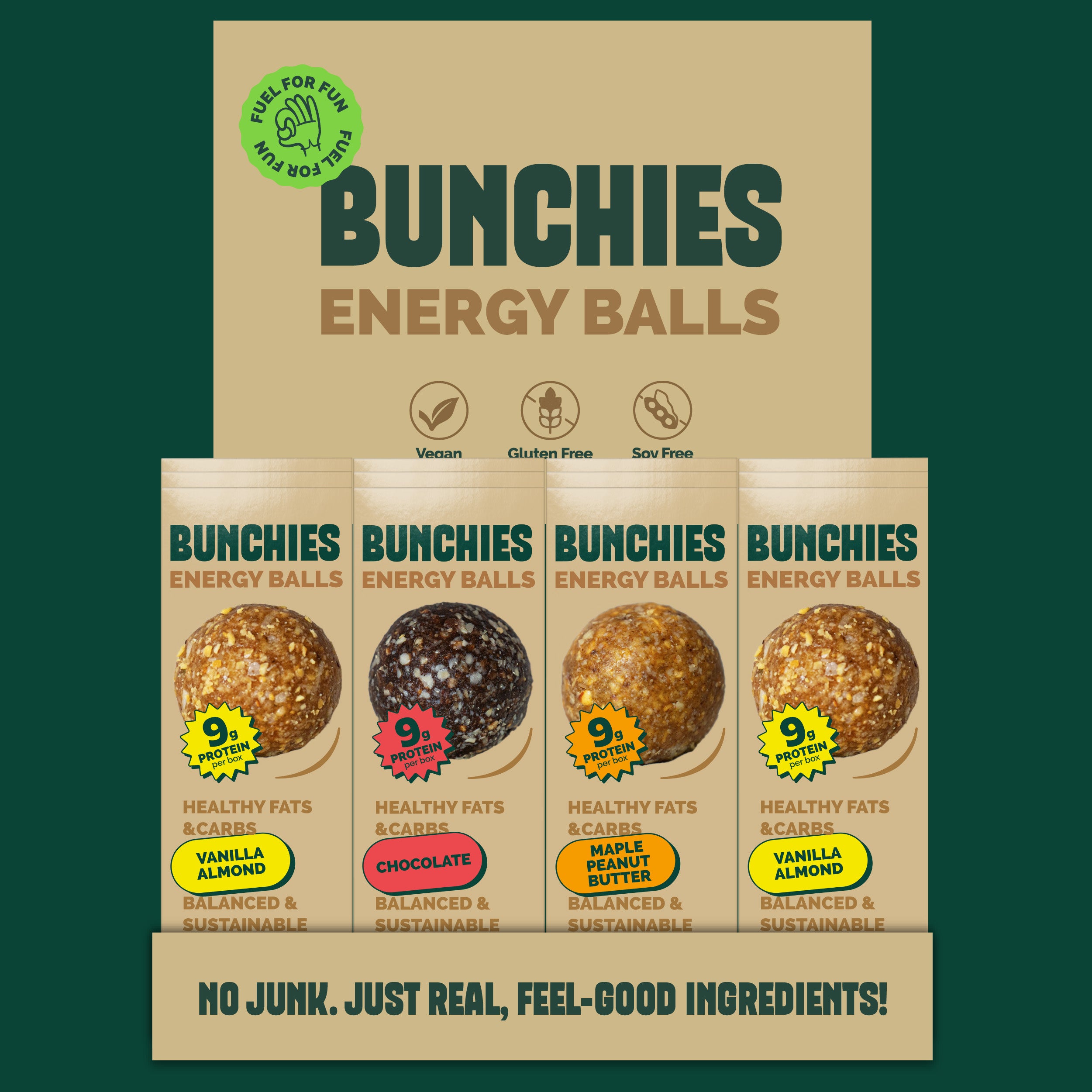 WHOLESALE 24pk / BUNCHIES Energy Balls – Variety Bundle Shipper Display Box
